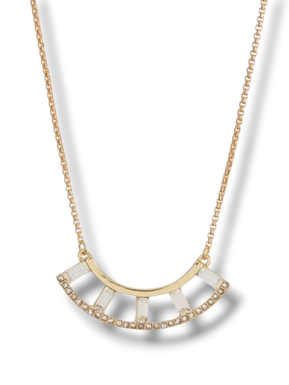 Vince Camuto Womens Pave Baguette Rhinestone Crescent-Shaped Pendant Necklace 18$